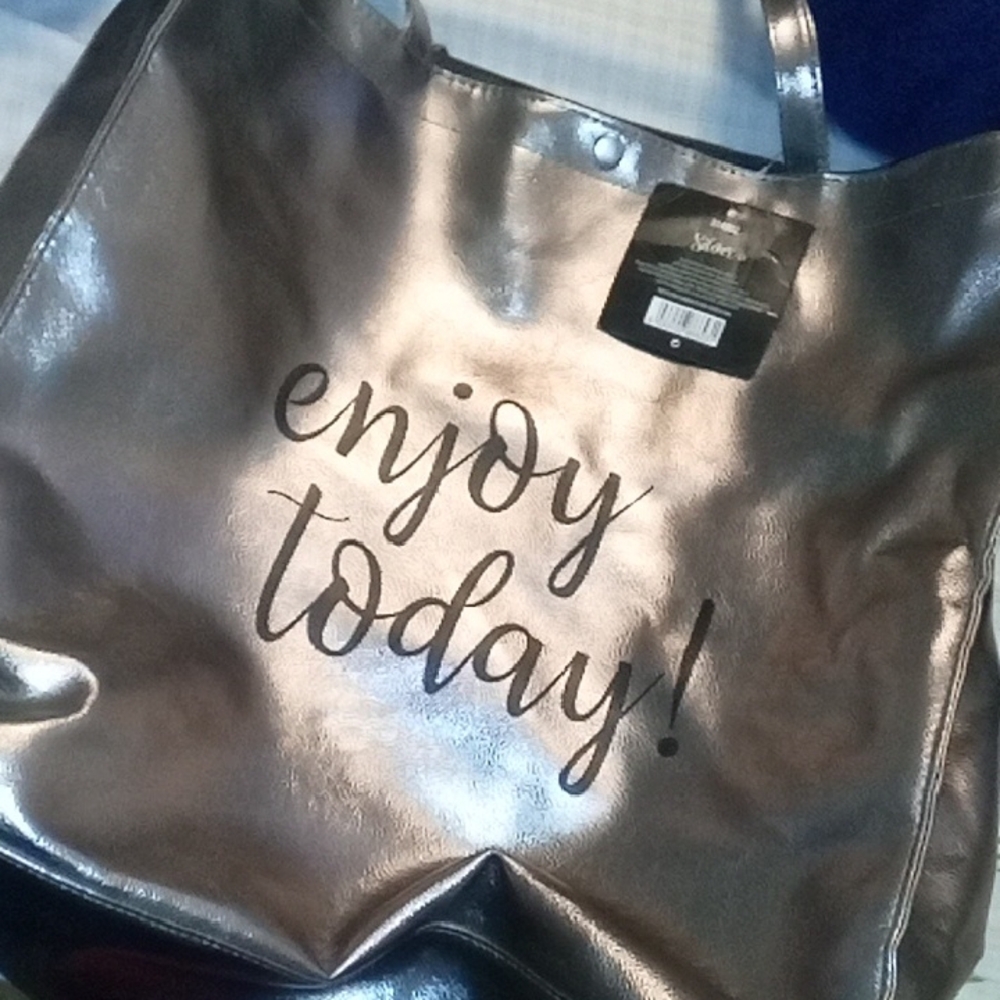 Silver Tote Bag with Inspirational Print